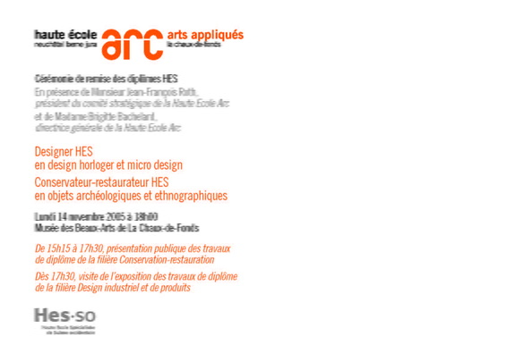 HEAA-ARC RemiseDiplômes 2005 Invitation Page 2