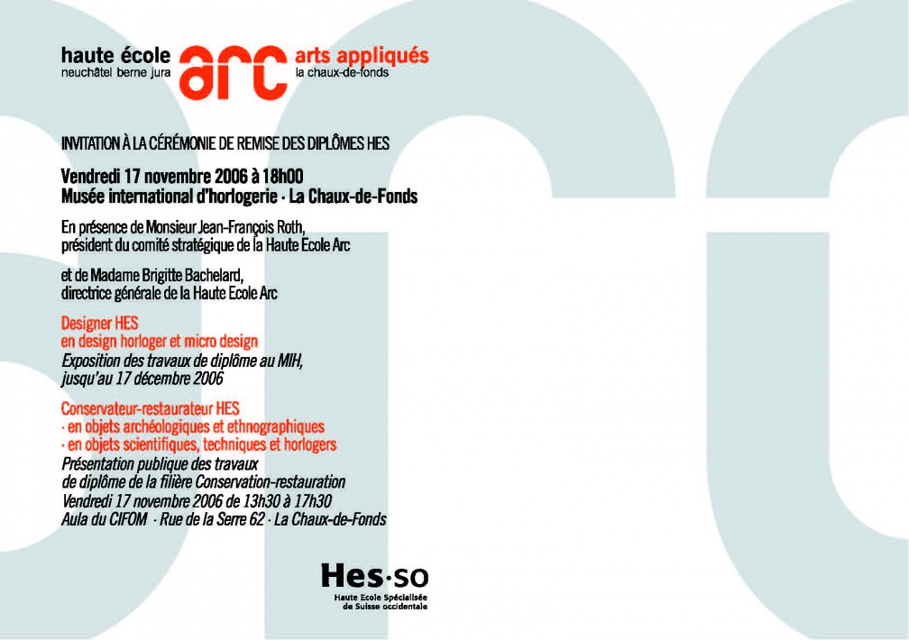 HEAA-ARC RemiseDiplômes 2006 Invitation Page 2