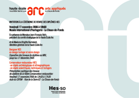 HEAA-ARC RemiseDiplômes 2006 Invitation Page 2